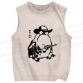 Unisex Cowboy Frog With a Gun Printed Washed Tank Top