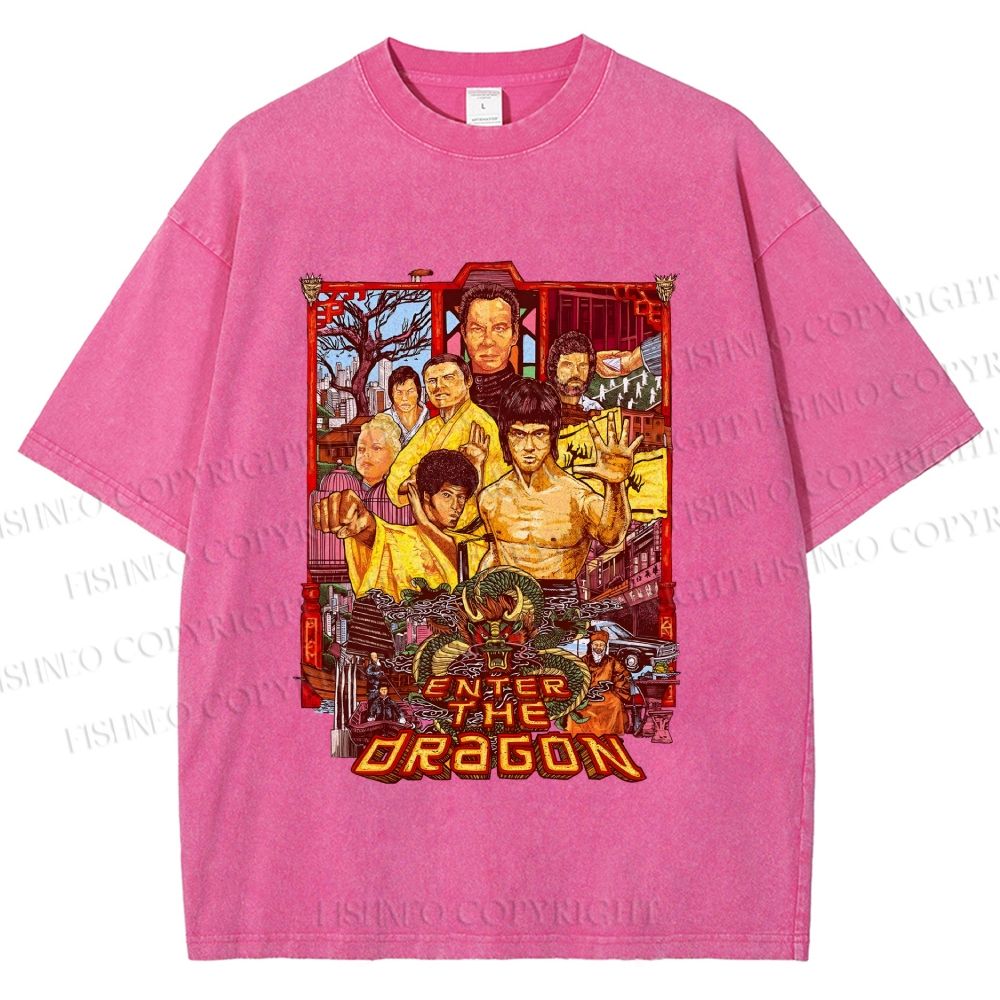 Unisex Bruce Lee Enter the Dragon Printed Washed Tee