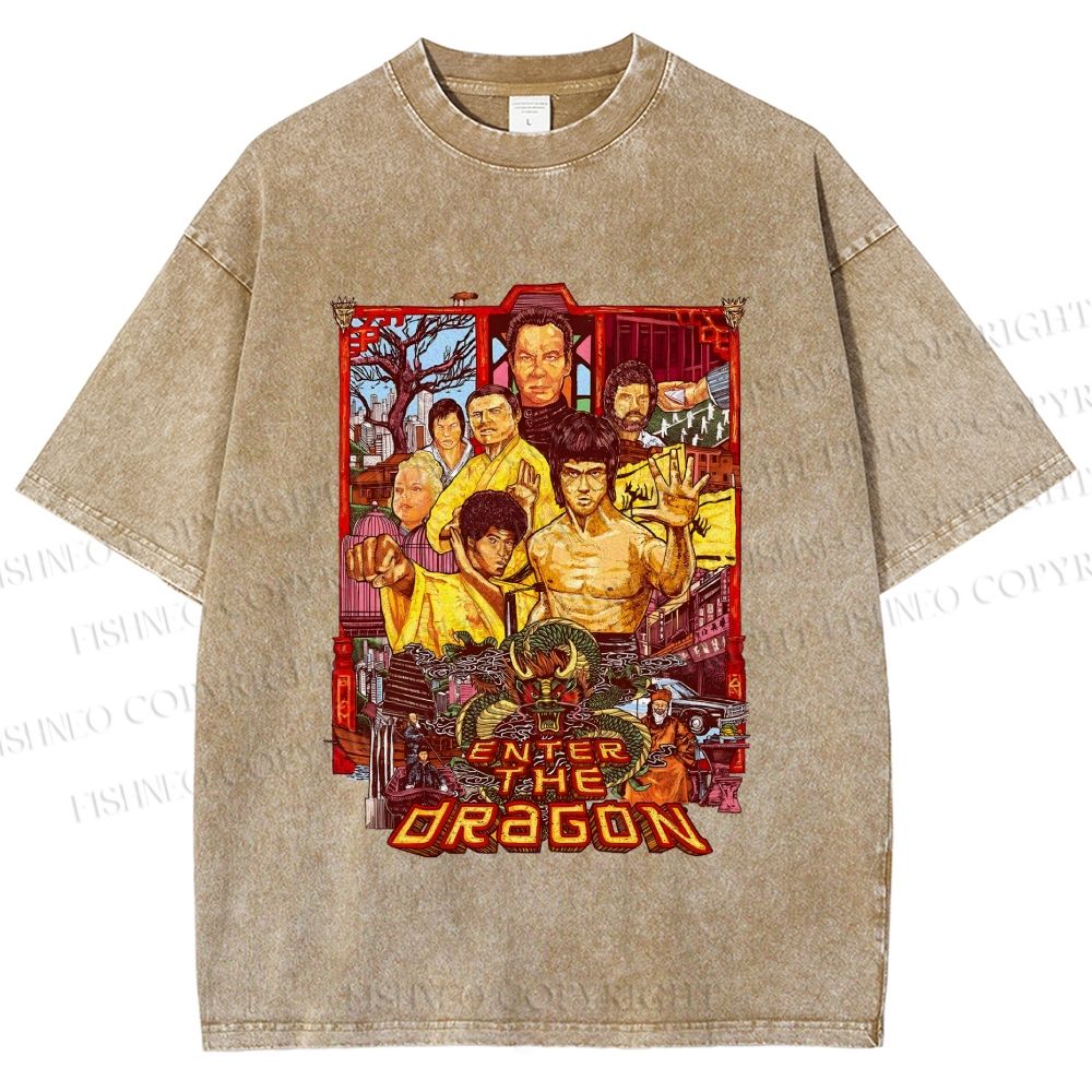 Unisex Bruce Lee Enter the Dragon Printed Washed Tee