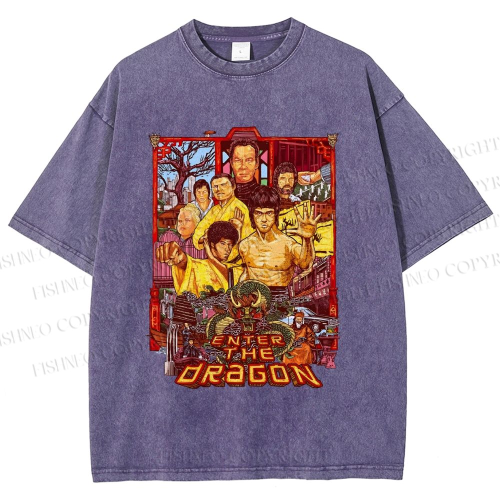 Unisex Bruce Lee Enter the Dragon Printed Washed Tee