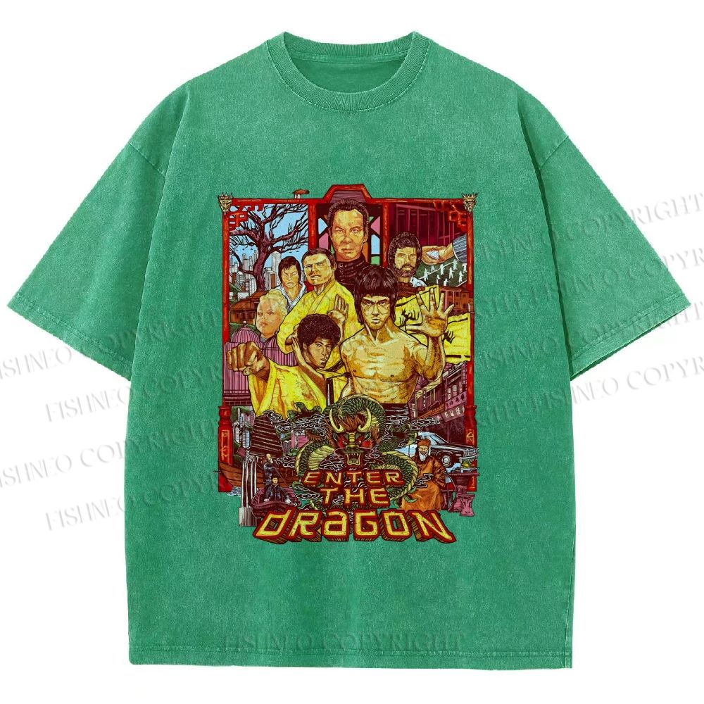Unisex Bruce Lee Enter the Dragon Printed Washed Tee