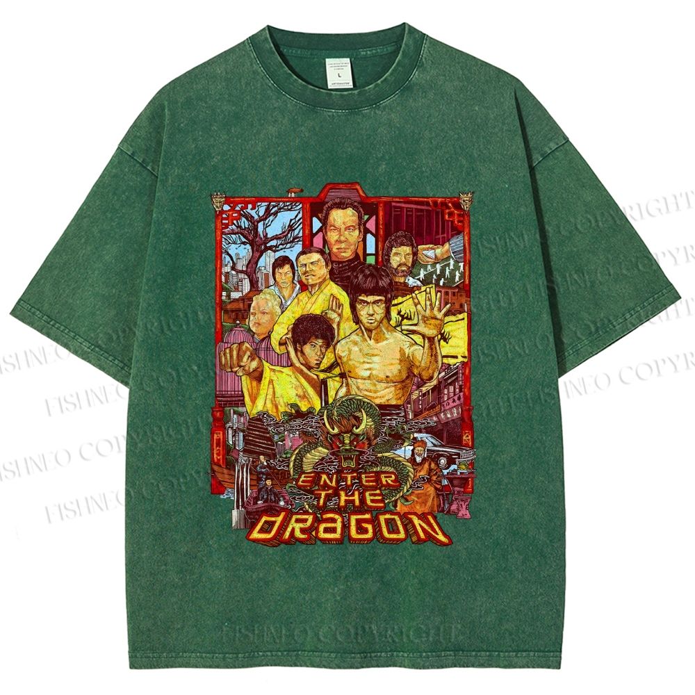 Unisex Bruce Lee Enter the Dragon Printed Washed Tee