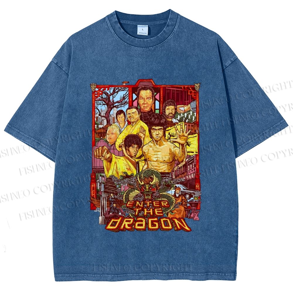 Unisex Bruce Lee Enter the Dragon Printed Washed Tee