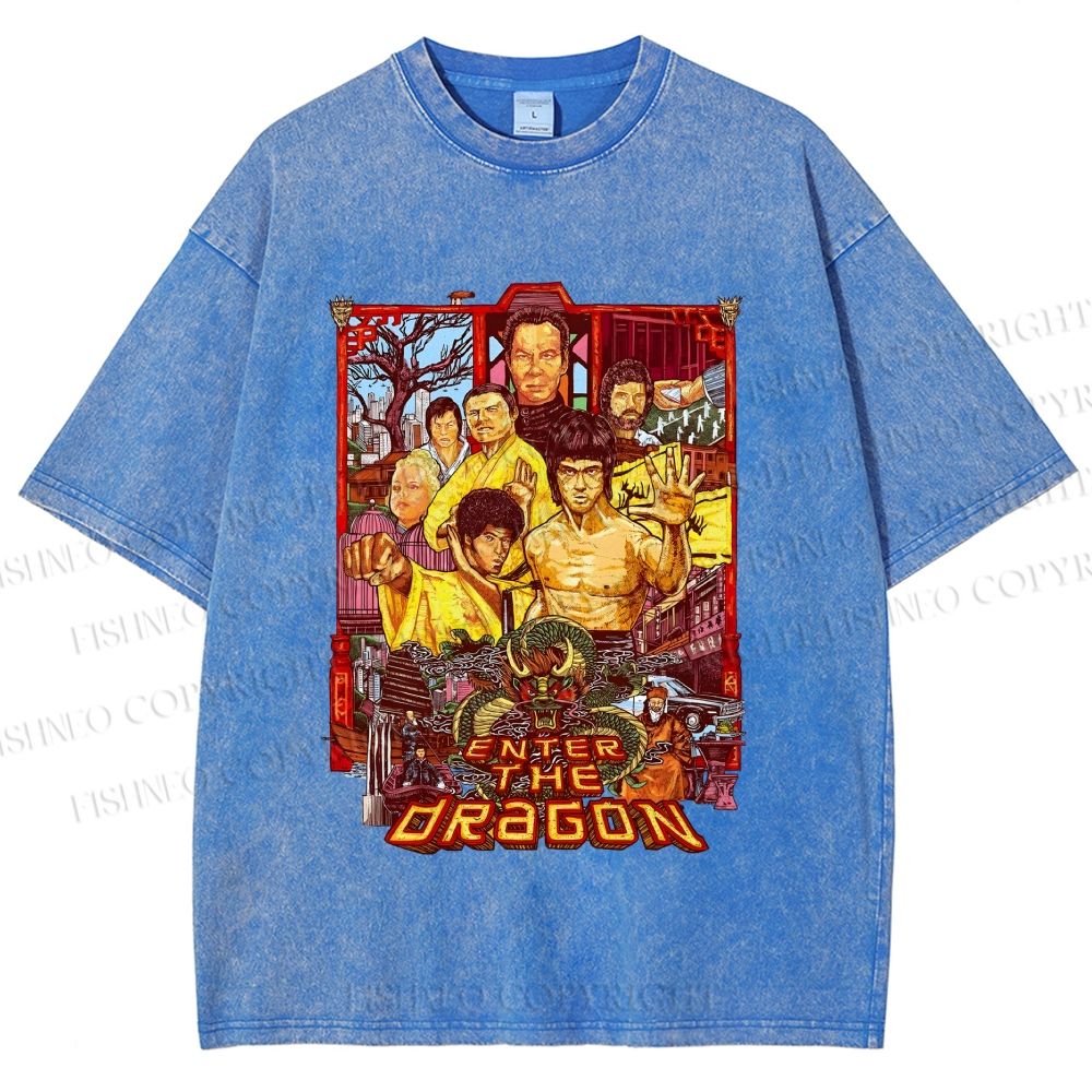 Unisex Bruce Lee Enter the Dragon Printed Washed Tee
