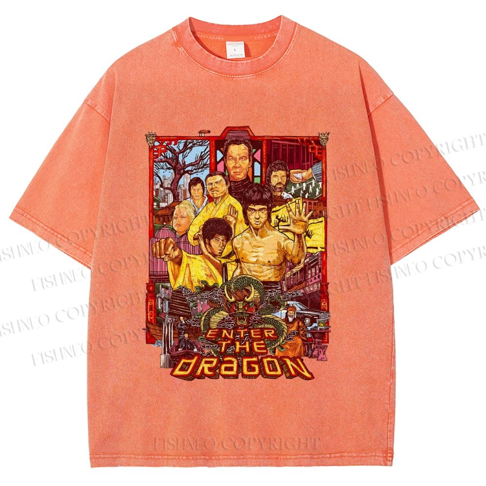 Unisex Bruce Lee Enter the Dragon Printed Washed Tee