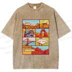 Unisex American Travel Printed Washed Tee
