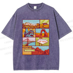 Unisex American Travel Printed Washed Tee