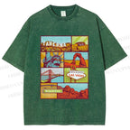 Unisex American Travel Printed Washed Tee