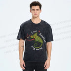Unisex Cute Lizard Graphic Printed Washed Tee