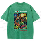 Unisex Kusama Dot Koi Printed Washed Tee