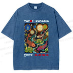 Unisex Kusama Dot Koi Printed Washed Tee