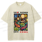 Unisex Kusama Dot Koi Printed Washed Tee