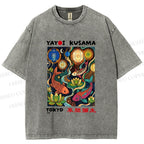 Unisex Kusama Dot Koi Printed Washed Tee