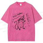 Unisex Too Many Noise Opossum Printed Washed Tee