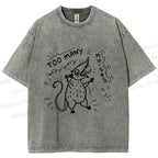 Unisex Too Many Noise Opossum Printed Washed Tee