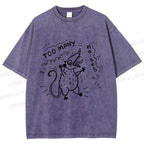 Unisex Too Many Noise Opossum Printed Washed Tee