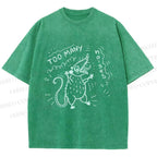Unisex Too Many Noise Opossum Printed Washed Tee