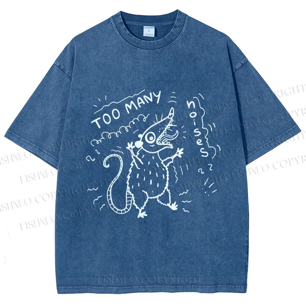 Unisex Too Many Noise Opossum Printed Washed Tee