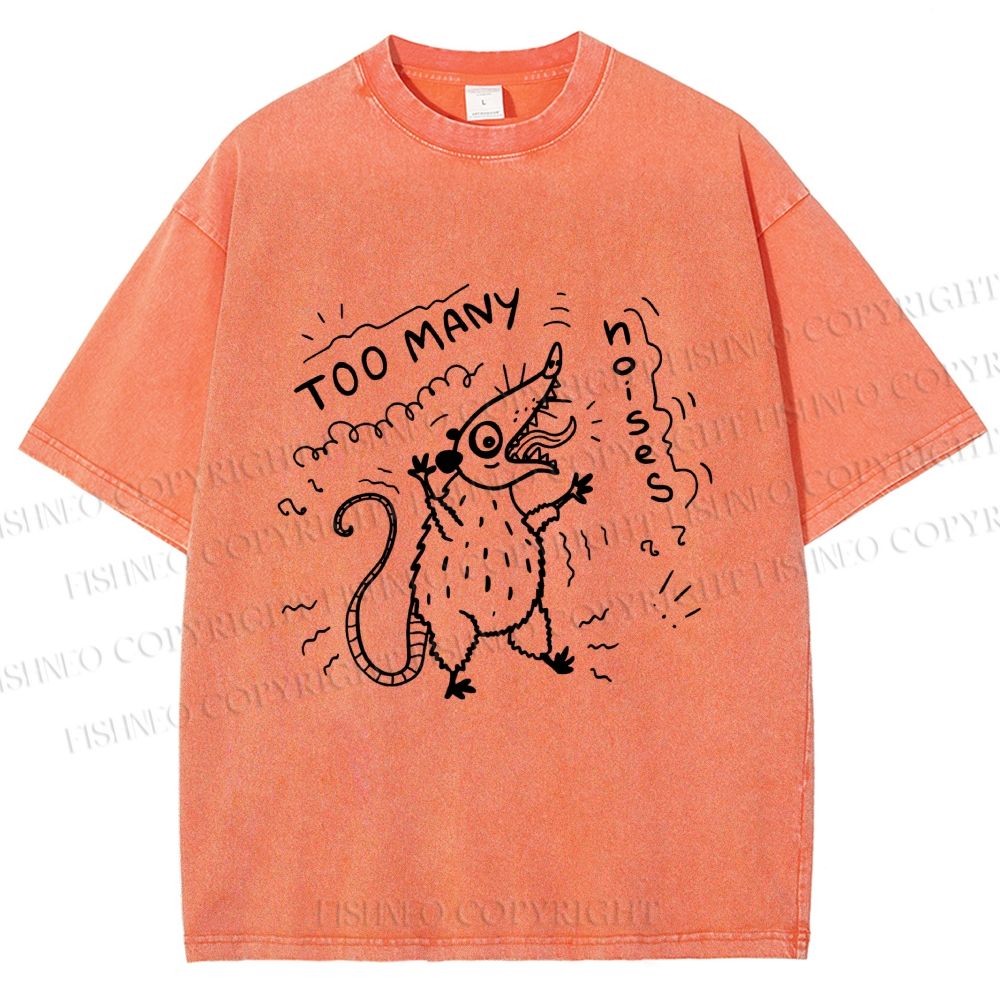 Unisex Too Many Noise Opossum Printed Washed Tee