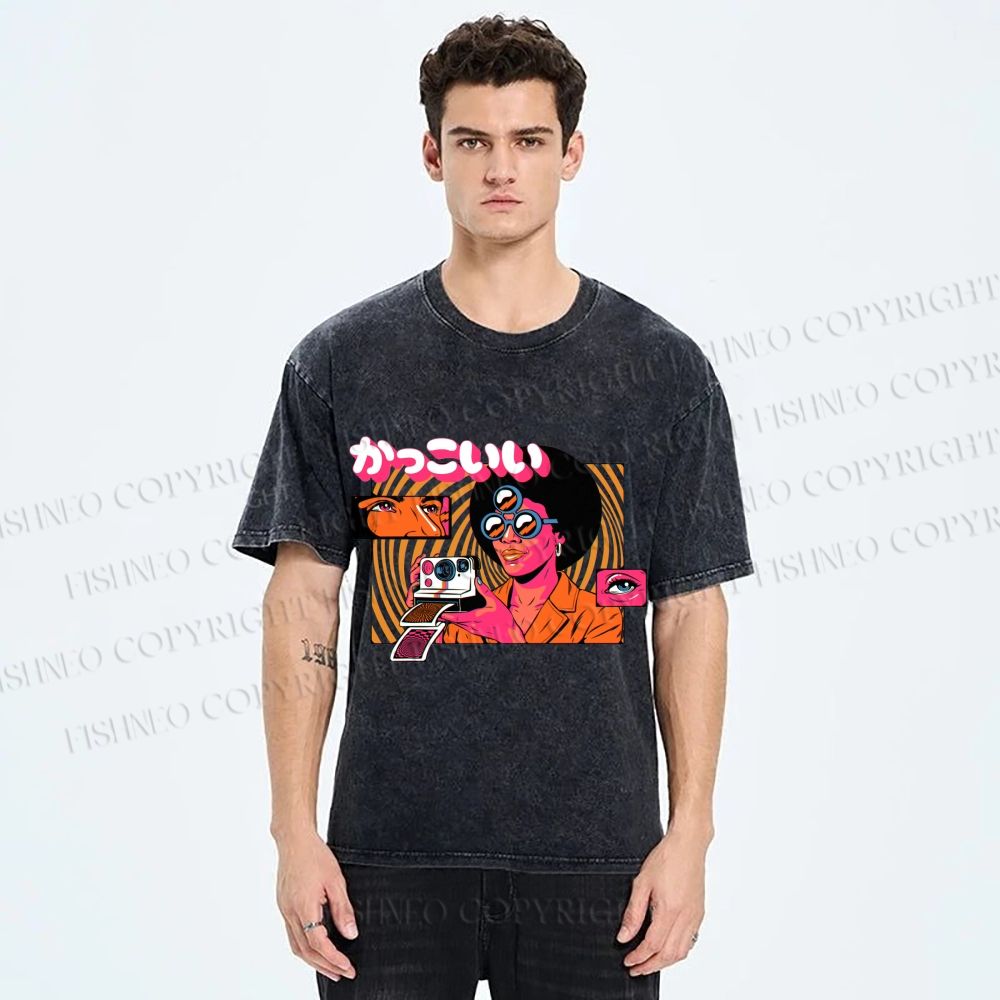 Unisex Vintage Afro Photographer Printed Washed Tee
