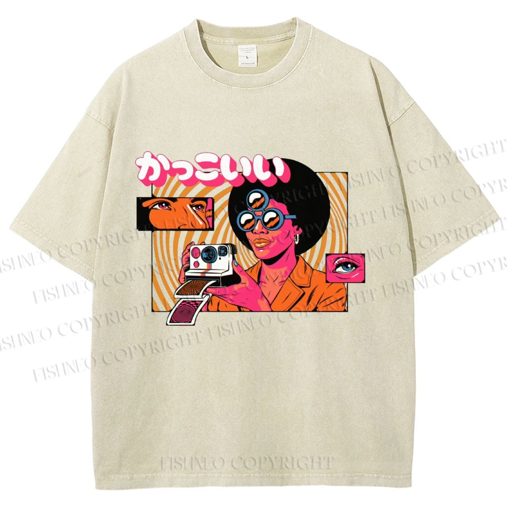 Unisex Vintage Afro Photographer Printed Washed Tee