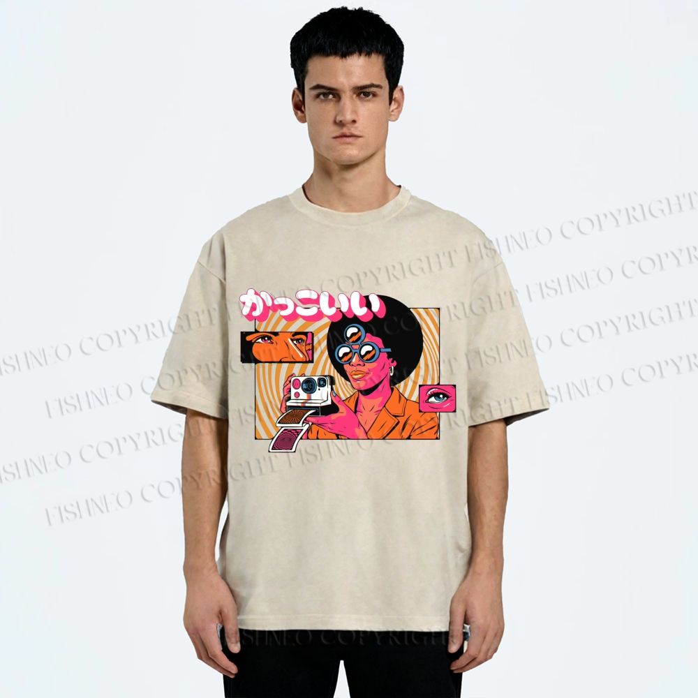 Unisex Vintage Afro Photographer Printed Washed Tee