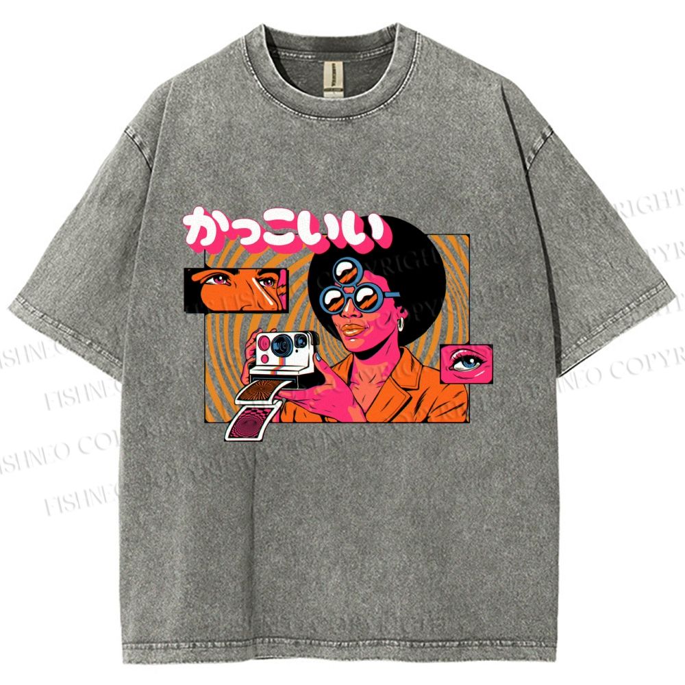 Unisex Vintage Afro Photographer Printed Washed Tee