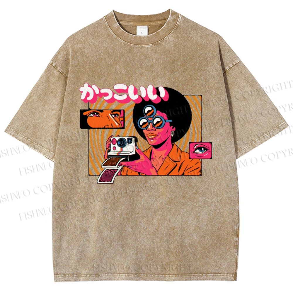 Unisex Vintage Afro Photographer Printed Washed Tee