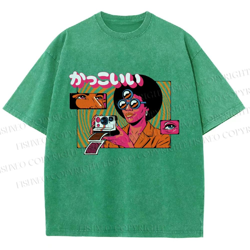 Unisex Vintage Afro Photographer Printed Washed Tee