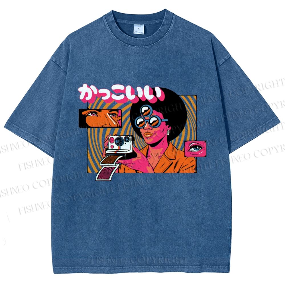 Unisex Vintage Afro Photographer Printed Washed Tee