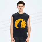Unisex Cheese Moon Rat Printed Washed Tank Top