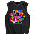 Unisex Colorful Funk Musician Printed Washed Tank Top