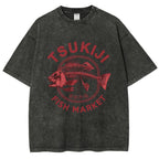 Tokyo Tsukiji Fish Market Vintage Japan Washed T-Shirt