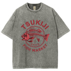 Tokyo Tsukiji Fish Market Vintage Japan Washed T-Shirt