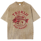 Tokyo Tsukiji Fish Market Vintage Japan Washed T-Shirt