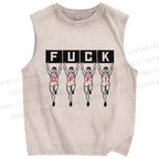 Unisex Runners Printed Washed Tank Top