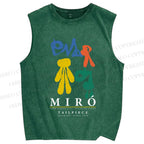 Unisex Joan Miro Tailpiece Printed Washed Tank Top
