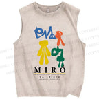 Unisex Joan Miro Tailpiece Printed Washed Tank Top