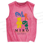 Unisex Joan Miro Tailpiece Printed Washed Tank Top