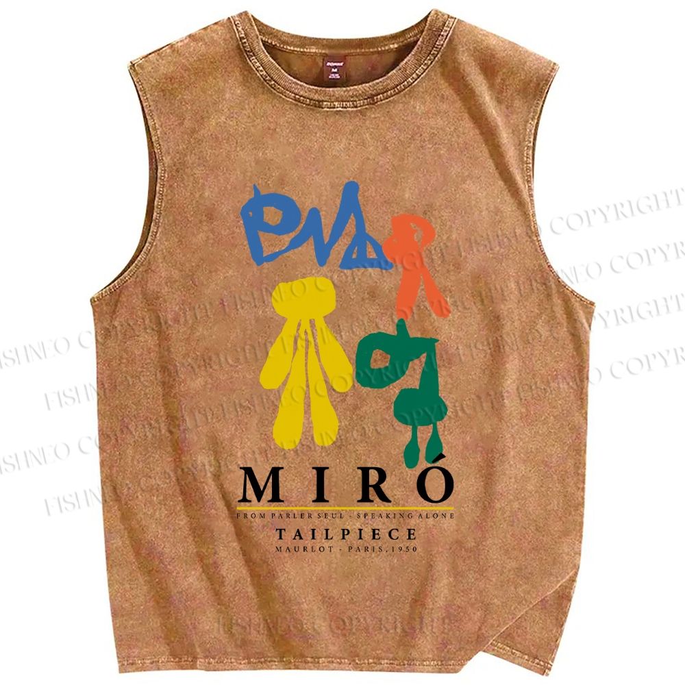 Unisex Joan Miro Tailpiece Printed Washed Tank Top