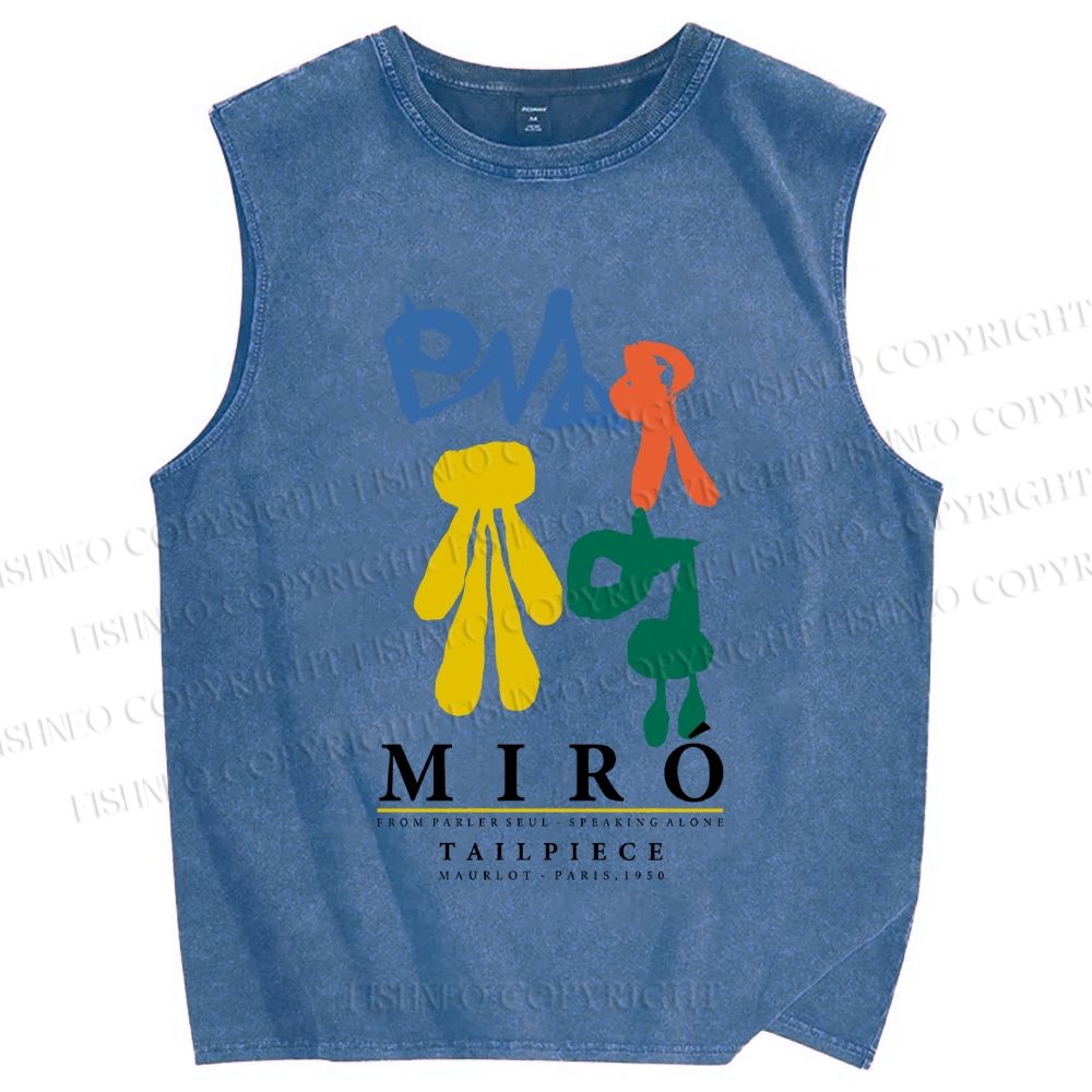 Unisex Joan Miro Tailpiece Printed Washed Tank Top