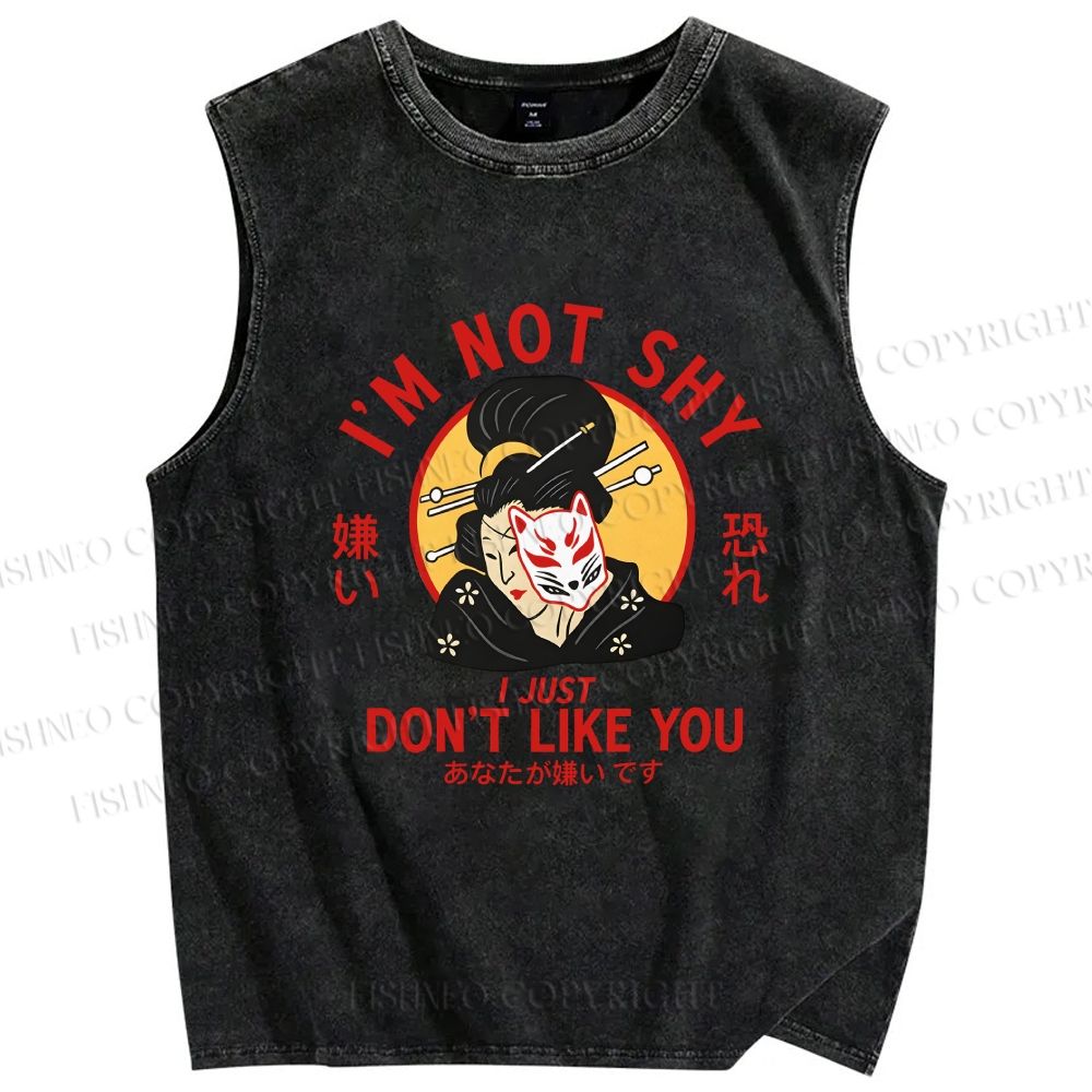 Unisex Don't like you Printed Washed Tank Top