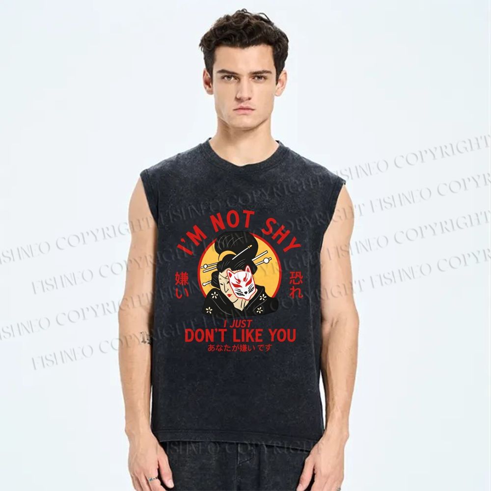 Unisex Don't like you Printed Washed Tank Top
