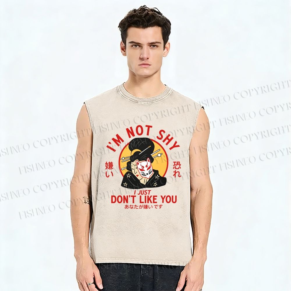 Unisex Don't like you Printed Washed Tank Top