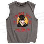 Unisex Don't like you Printed Washed Tank Top