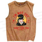 Unisex Don't like you Printed Washed Tank Top