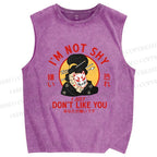 Unisex Don't like you Printed Washed Tank Top