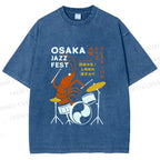 Unisex Osaka Jazz Fest Printed Washed Tee