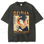 Unisex Geisha Coffee Printed Washed Tee