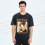 Unisex Geisha Coffee Printed Washed Tee